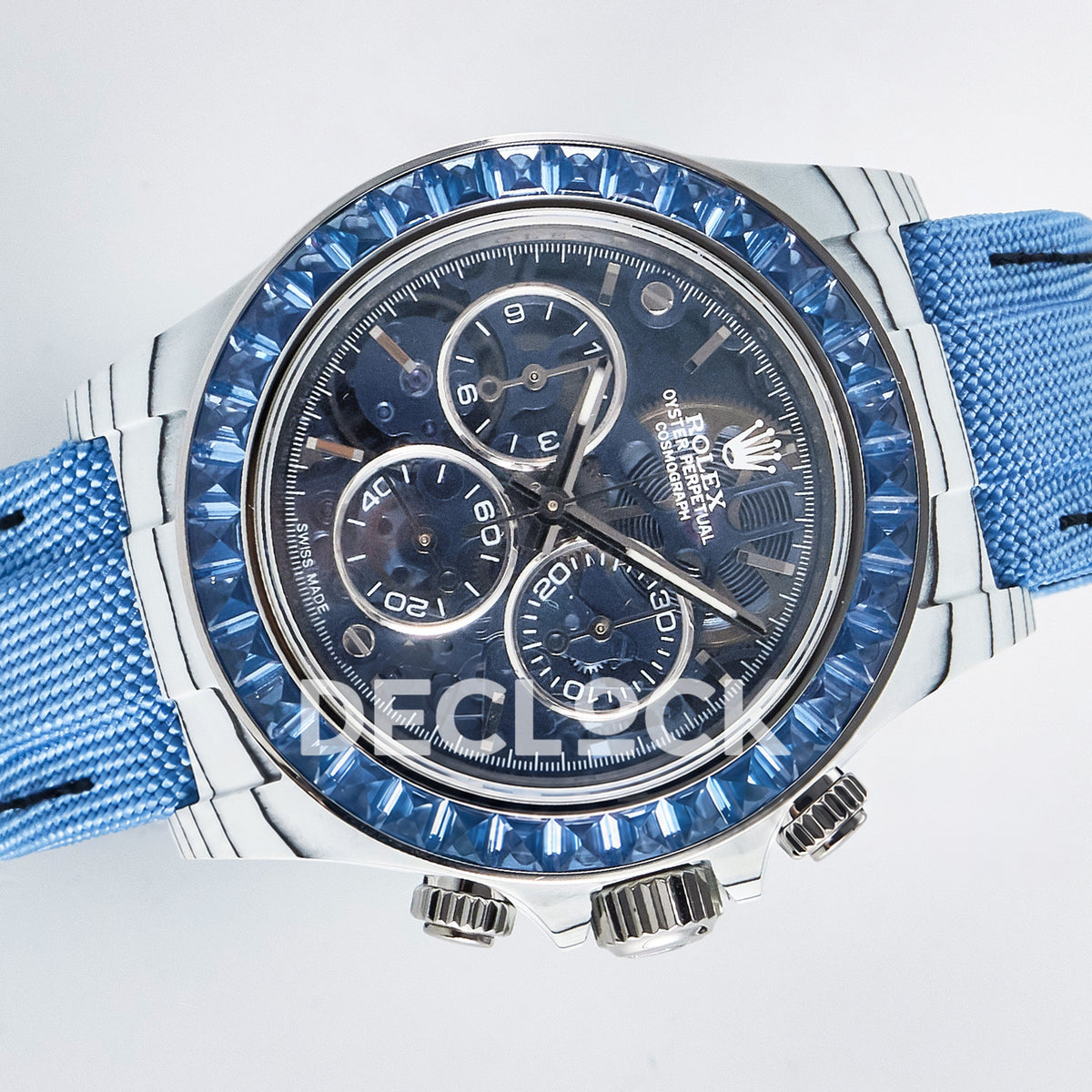 Rolex Daytona Custom ZIF Remould White Carbon Blue Skeleton GETF DD4802 replica - rotated front