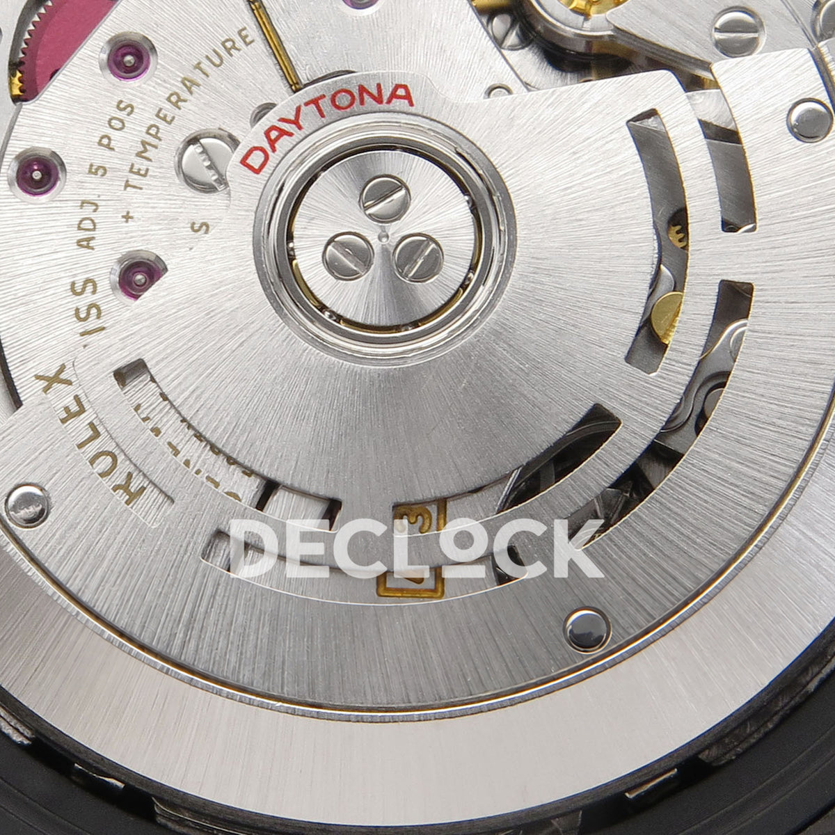 Rolex Daytona DIW Black Carbon DIWF replica - Shanghai SH4130 rotor and plate engravings close-up