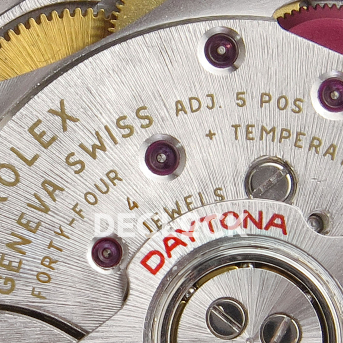 Rolex Daytona DIW Black Carbon DIWF replica - Rolex Geneva Swiss and Daytona movement plate engravings