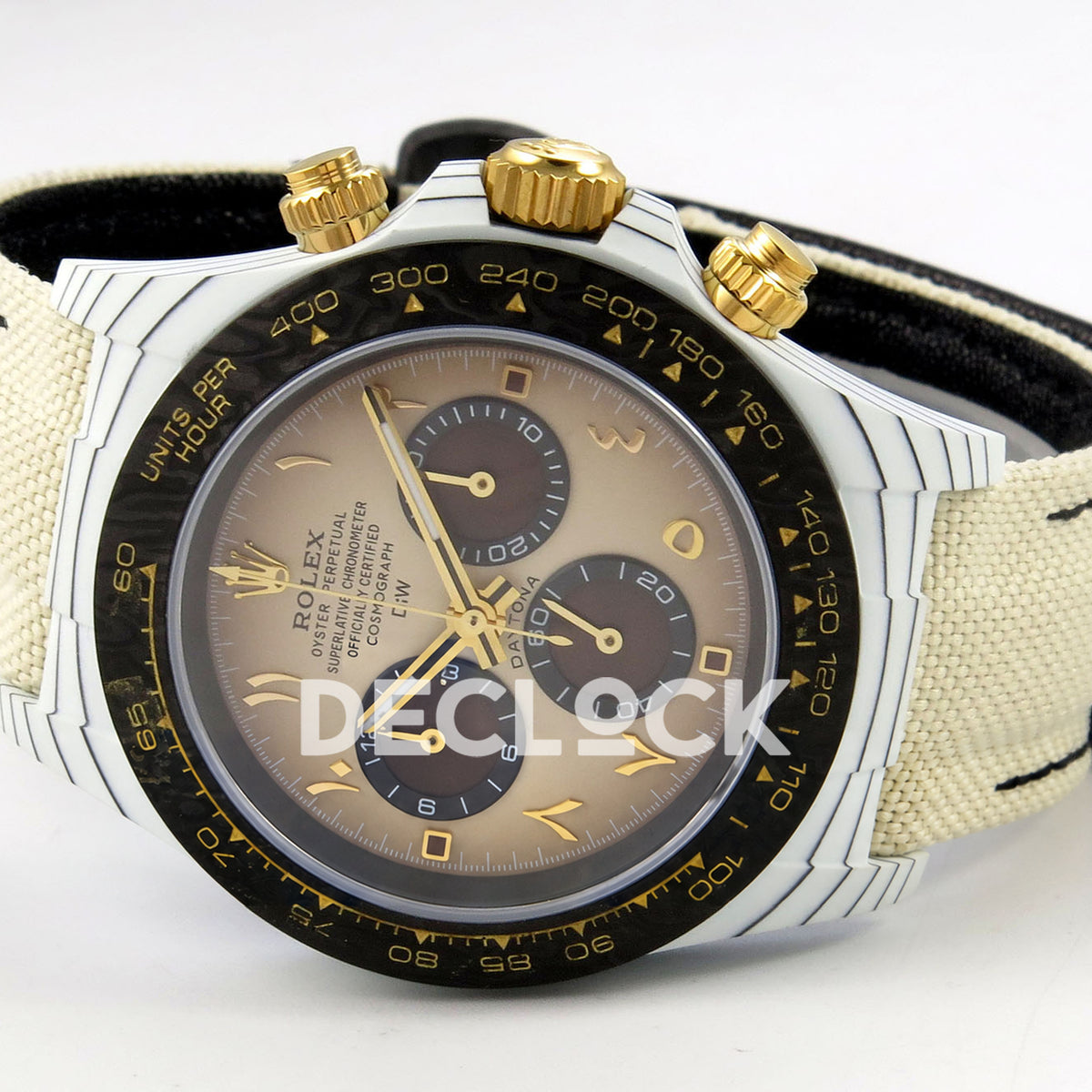 Rolex Daytona DIW Desert Eagle Brown Arabic DIWF replica - opposite horizontal front view