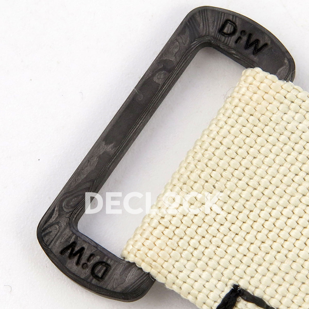 Rolex Daytona DIW Desert Eagle Brown Arabic DIWF replica - DiW carbon buckle and woven cream nylon fabric close-up
