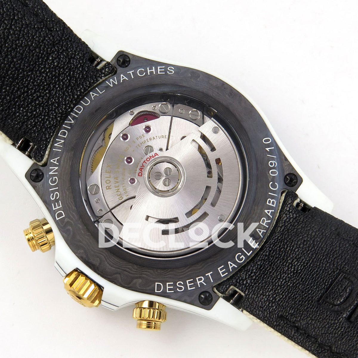 Rolex Daytona DIW Desert Eagle Brown Arabic DIWF replica - transparent caseback with DESERT EAGLE ARABIC 09/10 markings
