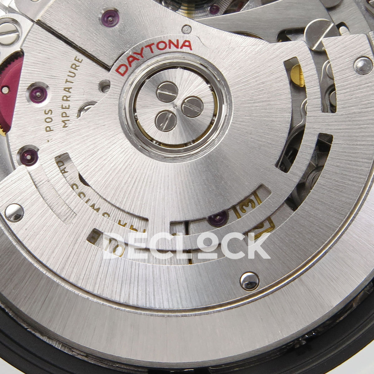 Rolex Daytona DIW Desert Eagle Brown Arabic DIWF replica - Shanghai SH4130 rotor and plate engravings close-up