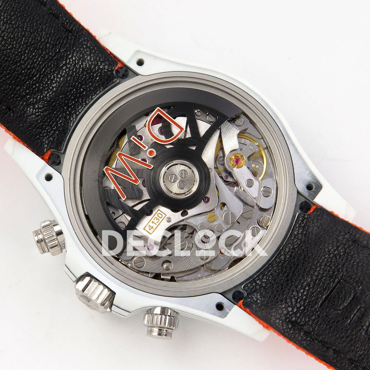 Rolex Daytona DIW RG Court Orange Dial DIWF replica - movement with black DiW rotor in an alternate position