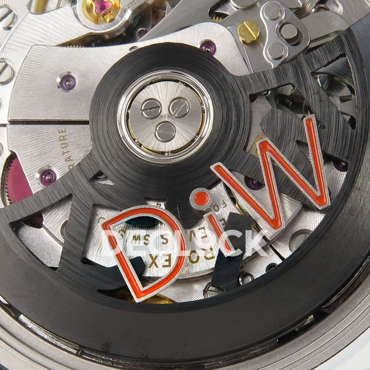 Rolex Daytona DIW RG Court Orange Dial DIWF replica - black DiW rotor and plate engravings close-up