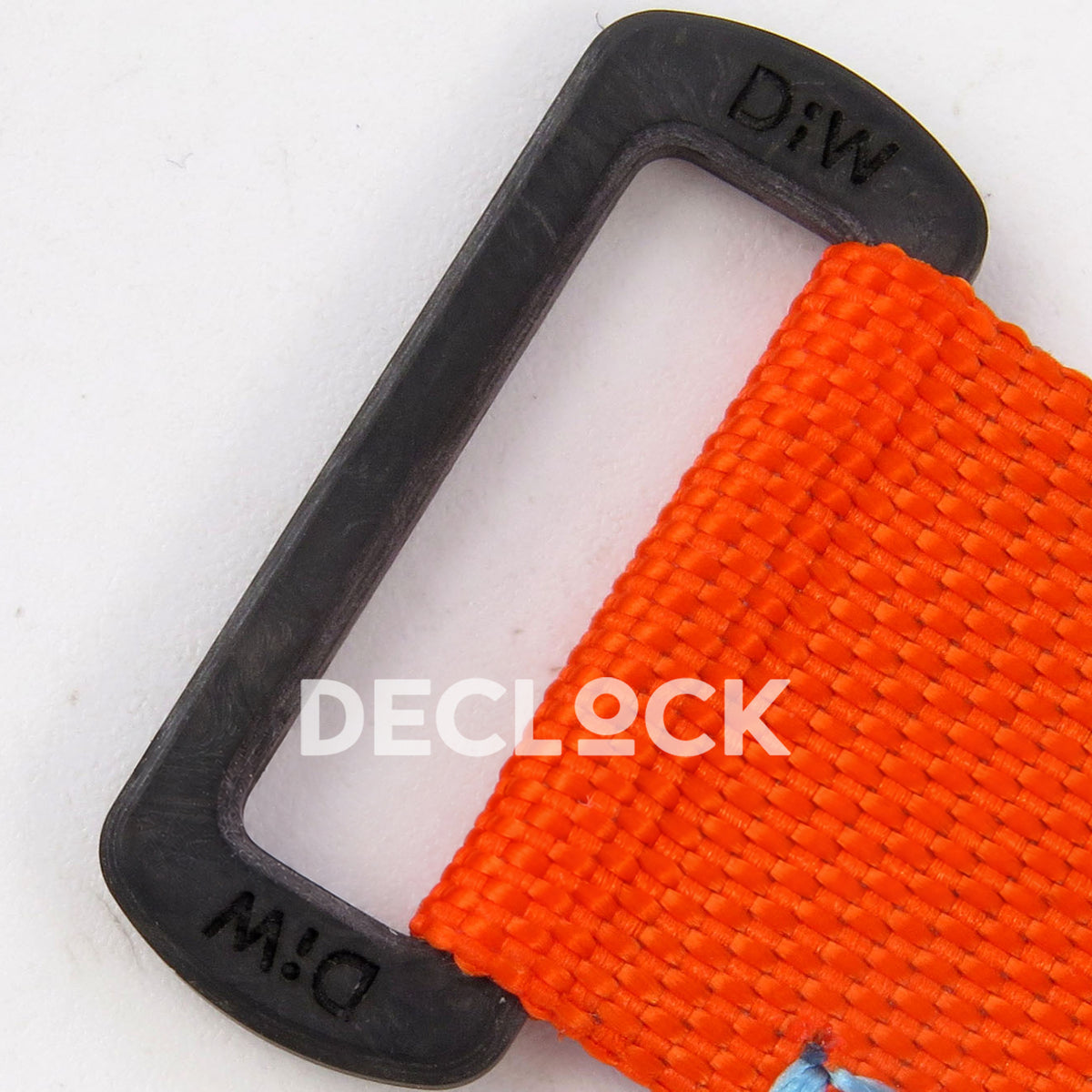 Rolex Daytona DIW Veloce Blue Dial DIWF replica - black DiW buckle and orange woven nylon fabric close-up