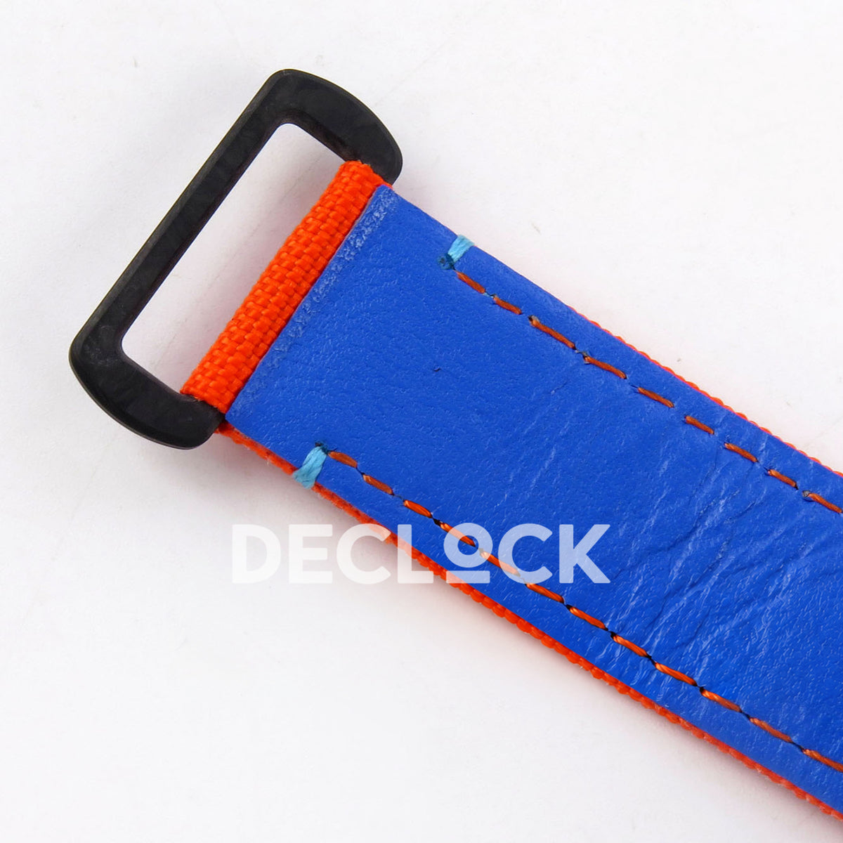 Rolex Daytona DIW Veloce Blue Dial DIWF replica - blue inner strap lining with orange stitching and black buckle