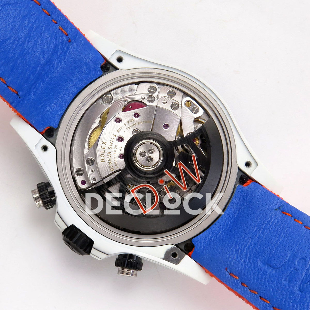 Rolex Daytona DIW Veloce Blue Dial DIWF replica - SH4130 movement with black rotor and orange-outlined DiW lettering