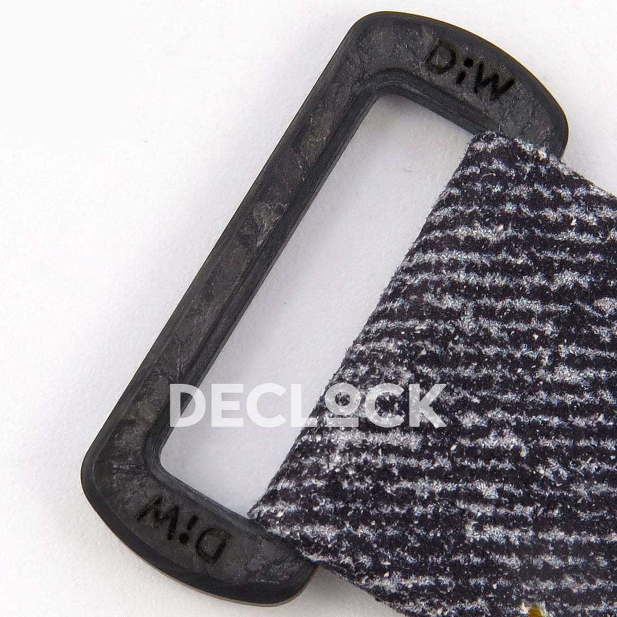 Rolex Daytona DIW White Carbon Black Dial DIWF replica - DiW carbon buckle and woven gray nylon fabric close-up