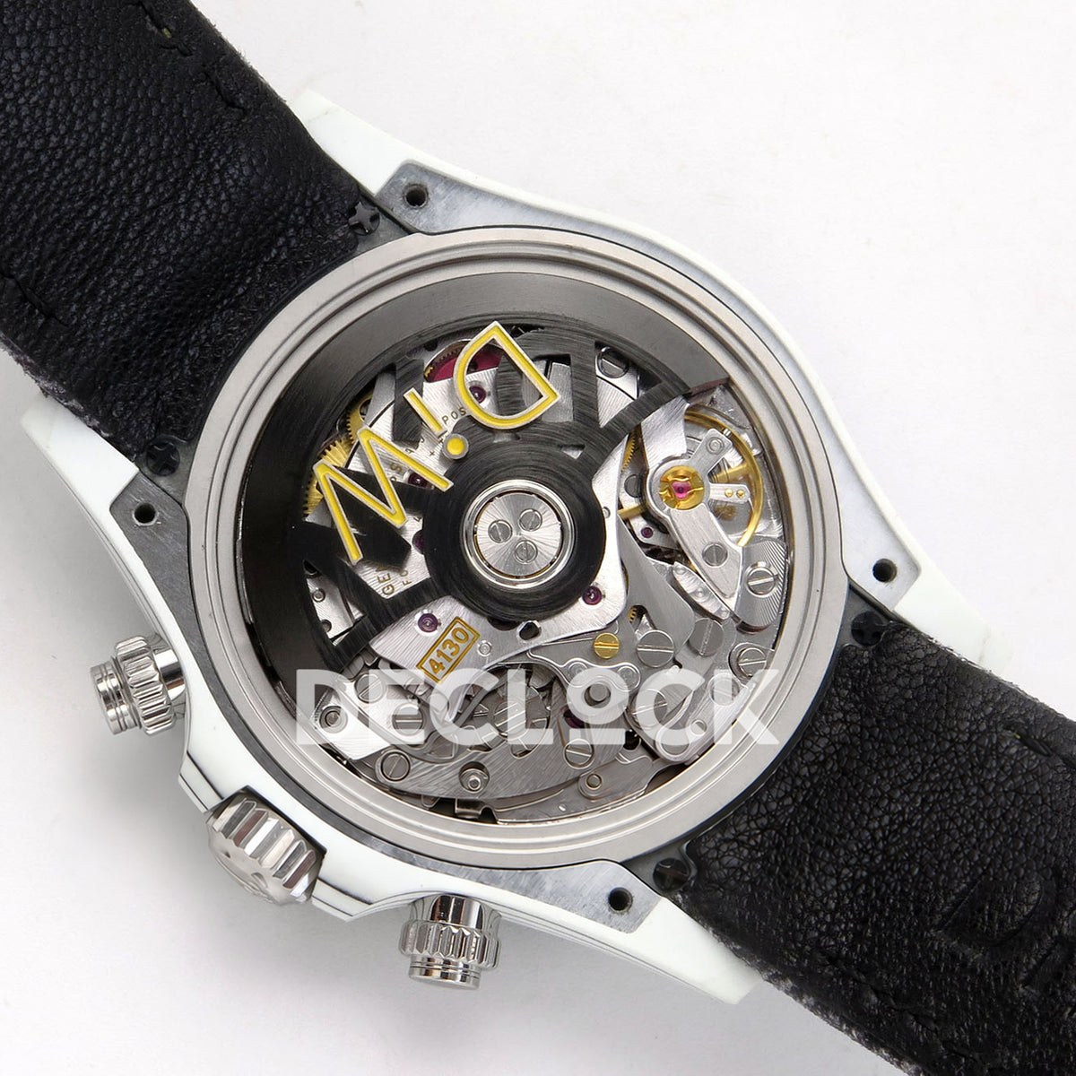 Rolex Daytona DIW White Carbon Black Dial DIWF replica - movement with black DiW rotor in an alternate position