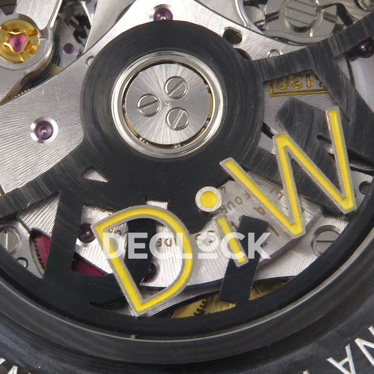 Rolex Daytona DIW White Carbon Black Dial DIWF replica - black DiW rotor and plate engravings close-up