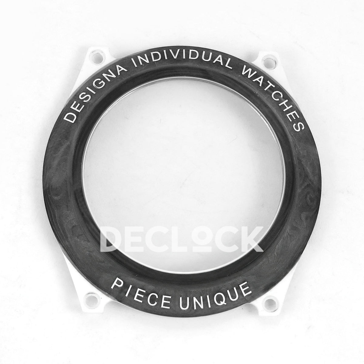 Rolex Daytona DIW White Carbon Black Dial DIWF replica - detached transparent caseback with Designa Individual Watches and Piece Unique lettering