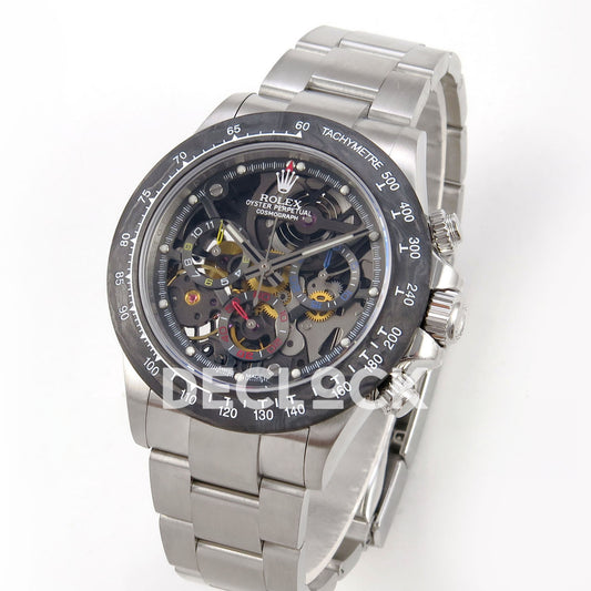 Rolex Daytona La Montoya SONIC black skeleton SA4130 replica - angled front