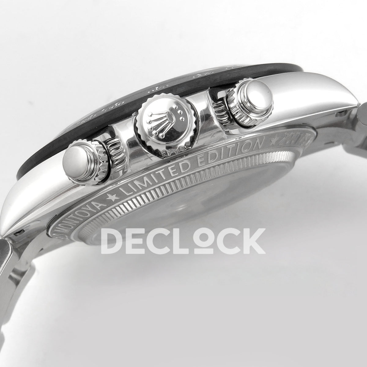 Rolex Daytona La Montoya SONIC black skeleton SA4130 replica - crown and pushers