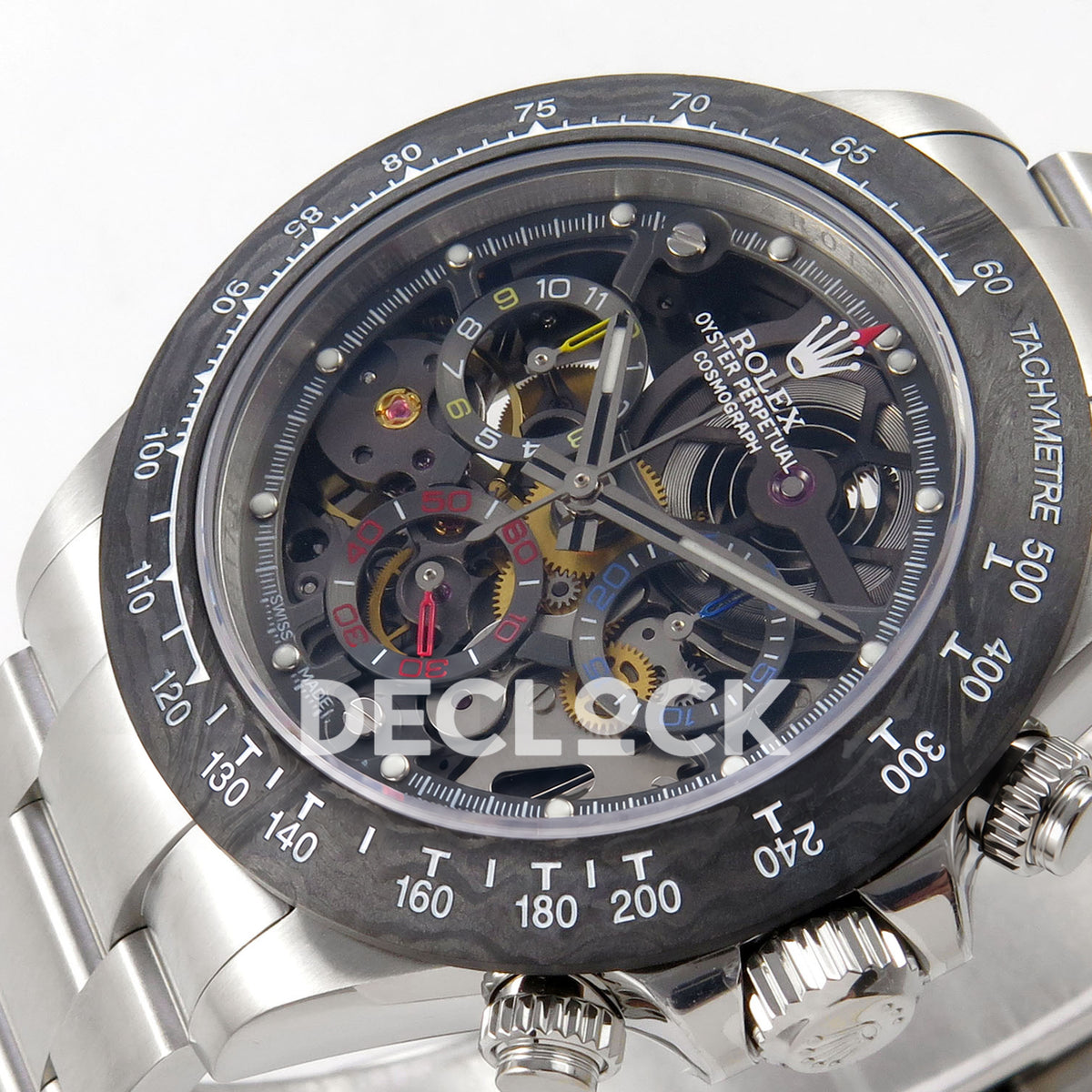Rolex Daytona La Montoya SONIC black skeleton SA4130 replica - left dial detail