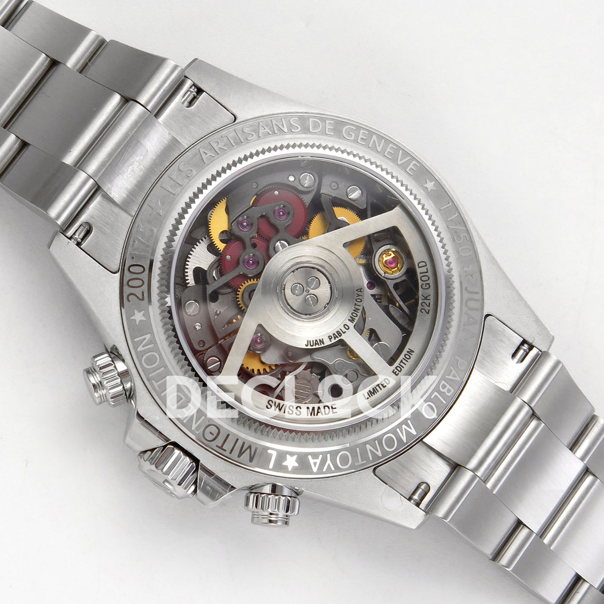 Rolex Daytona La Montoya SONIC black skeleton SA4130 replica - transparent caseback