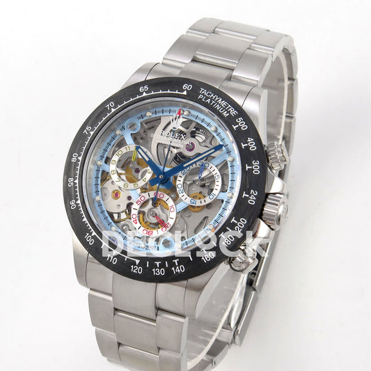 Rolex Daytona La Montoya SONIC blue skeleton SA4130 replica - angled front