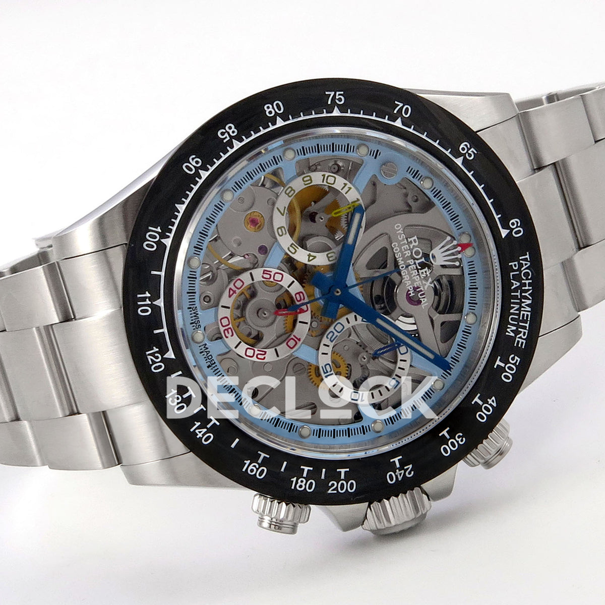 Rolex Daytona La Montoya SONIC blue skeleton SA4130 replica - bracelet front