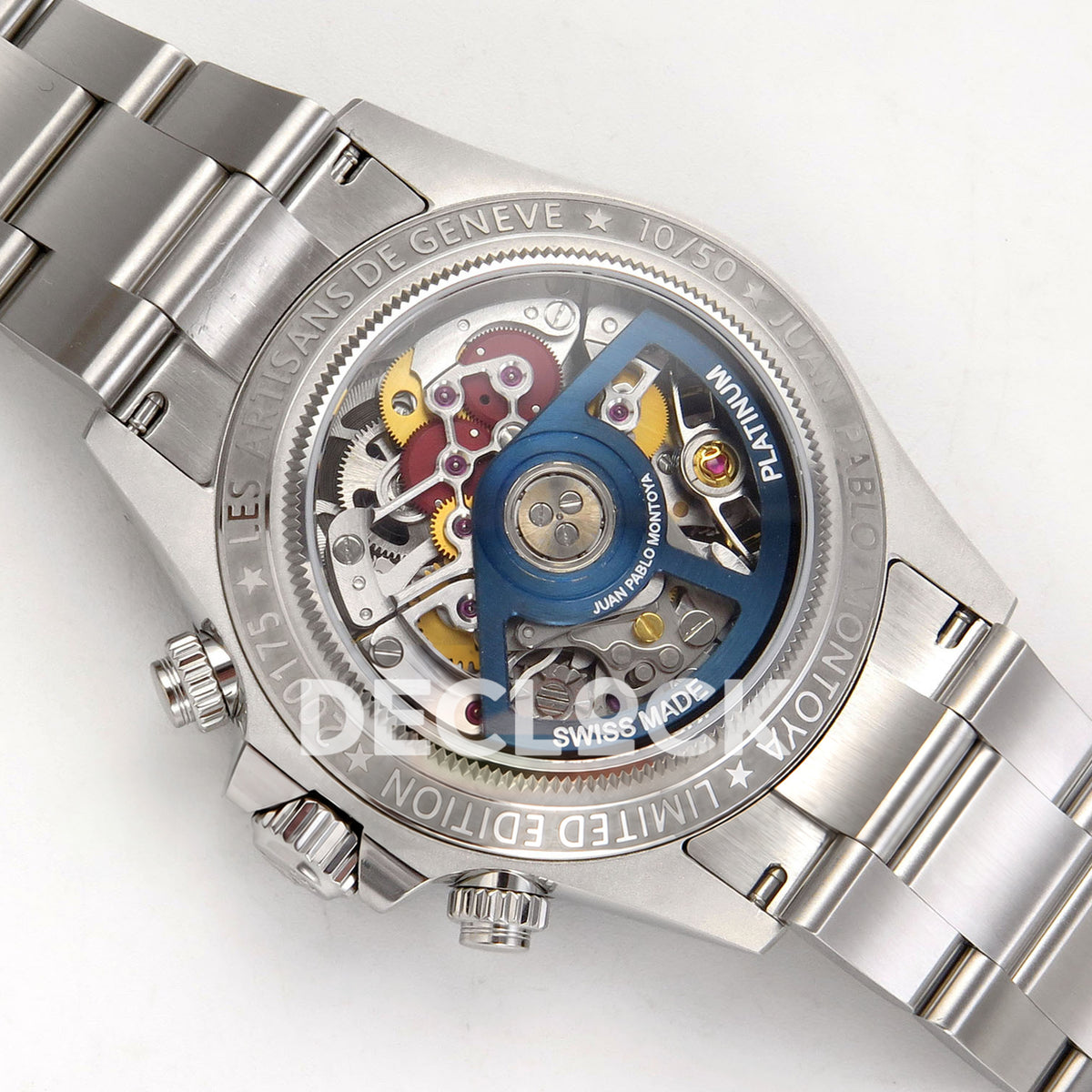 Rolex Daytona La Montoya SONIC blue skeleton SA4130 replica - transparent caseback