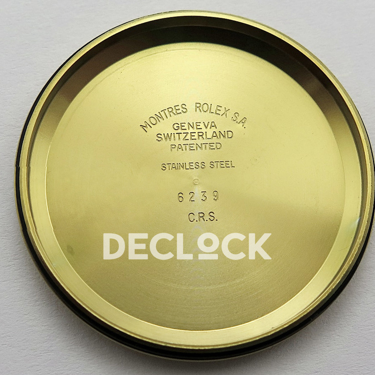Rolex Daytona Vintage Cosmograph 6239 MSF black gold dial Jubilee Venus 75 replica - caseback inside view