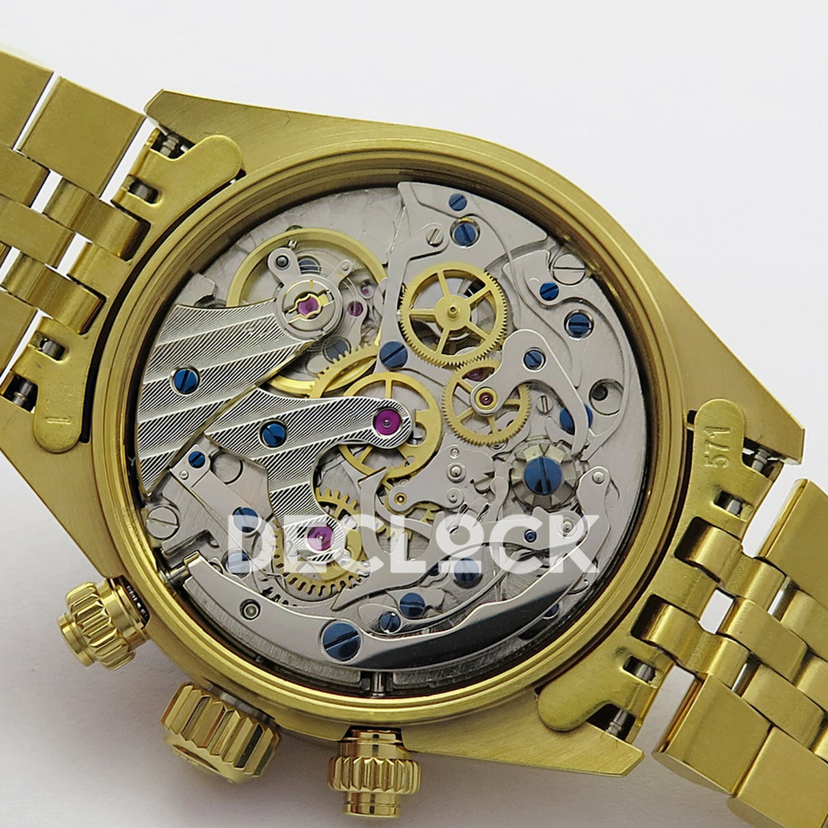 Rolex Daytona Vintage Cosmograph 6239 MSF black gold dial Jubilee Venus 75 replica - movement view