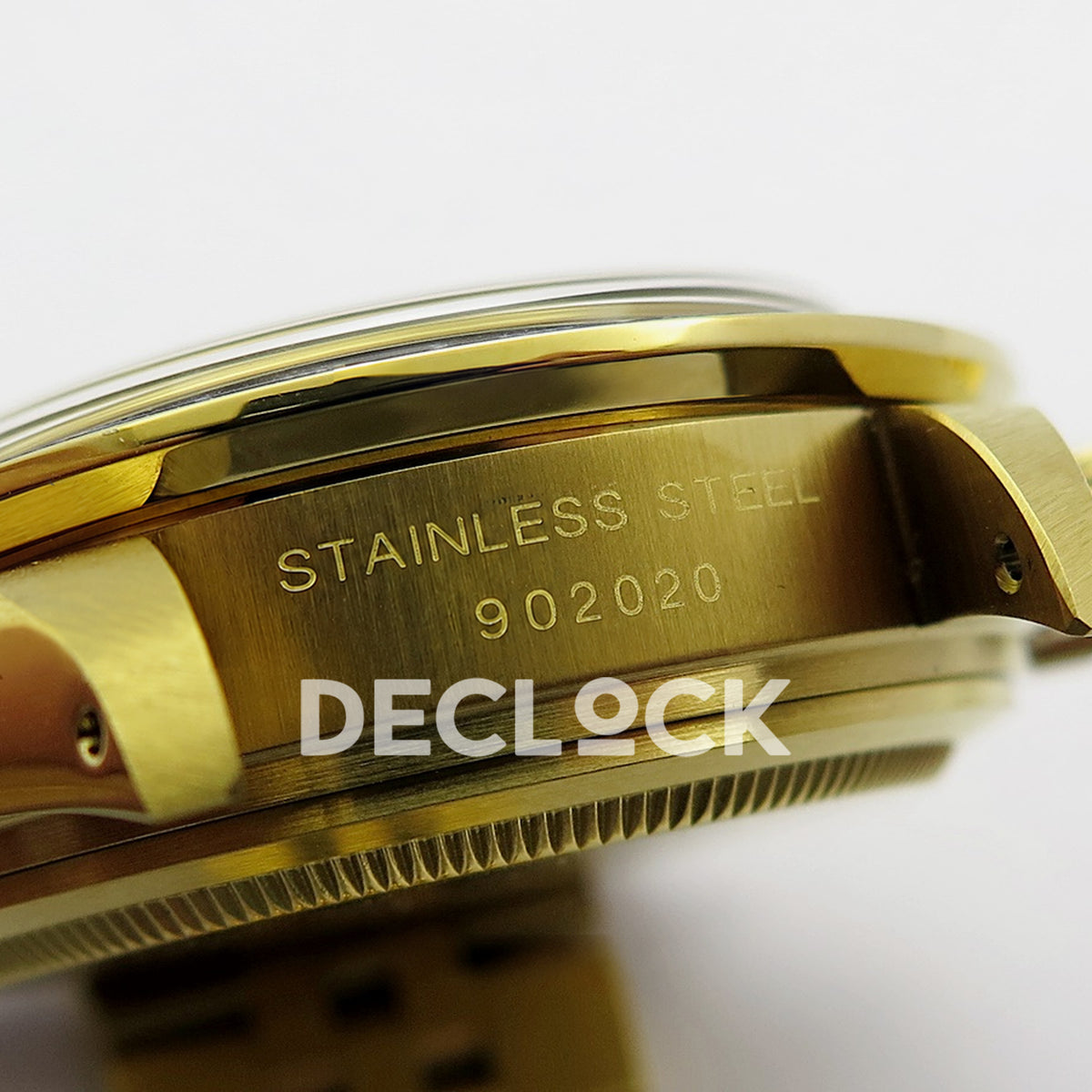 Rolex Daytona Vintage 6239 MSF black and gold dial Jubilee Venus 75 replica - serial engraving view