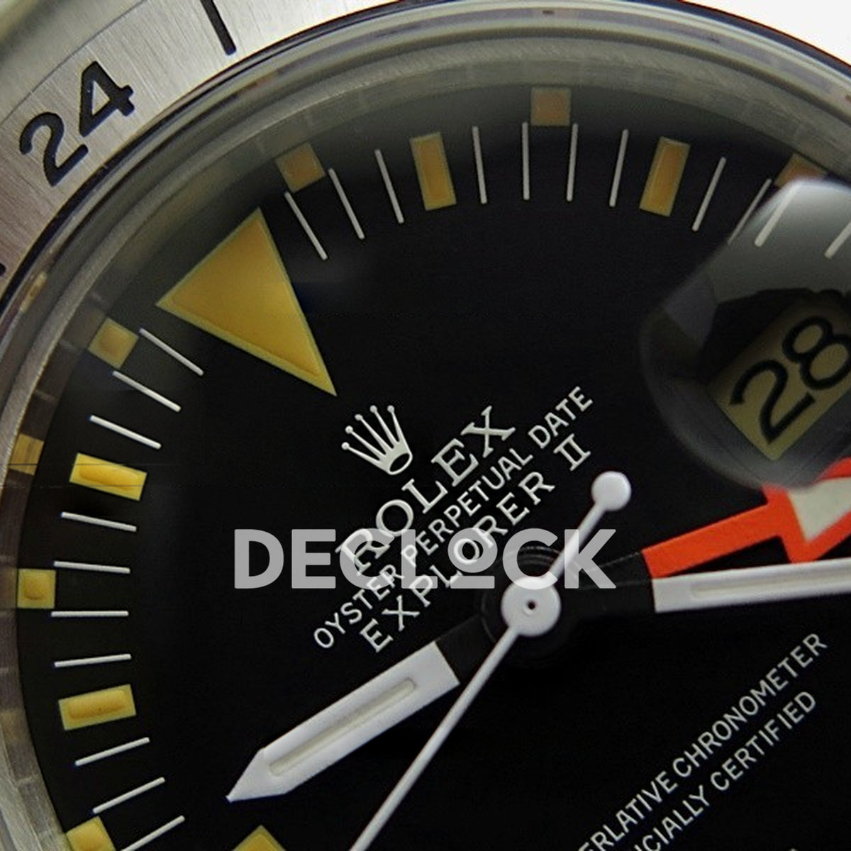 Rolex Explorer II 1655 BP Orange GMT - Date window detail