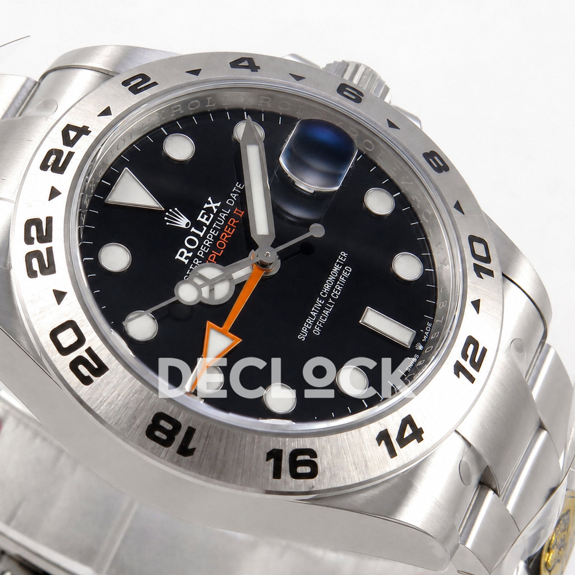 Rolex Explorer II 42mm 226570 904L SS Gold Maker Black Dial on Bracelet JH3285-2 (Free Sprung)