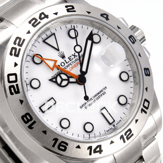 Rolex Explorer II 42mm 226570 904L SS Gold Maker White Dial on Bracelet JH3285-2 (Free Sprung) (Copy)
