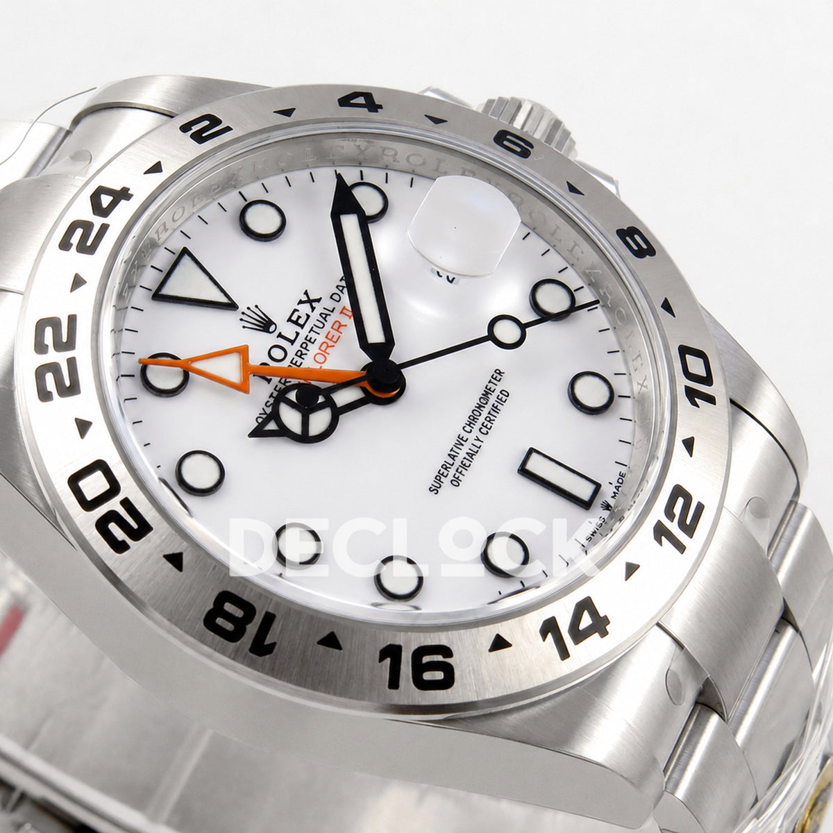 Rolex Explorer II 42mm 226570 904L SS Gold Maker White Dial on Bracelet JH3285-2 (Free Sprung) (Copy)