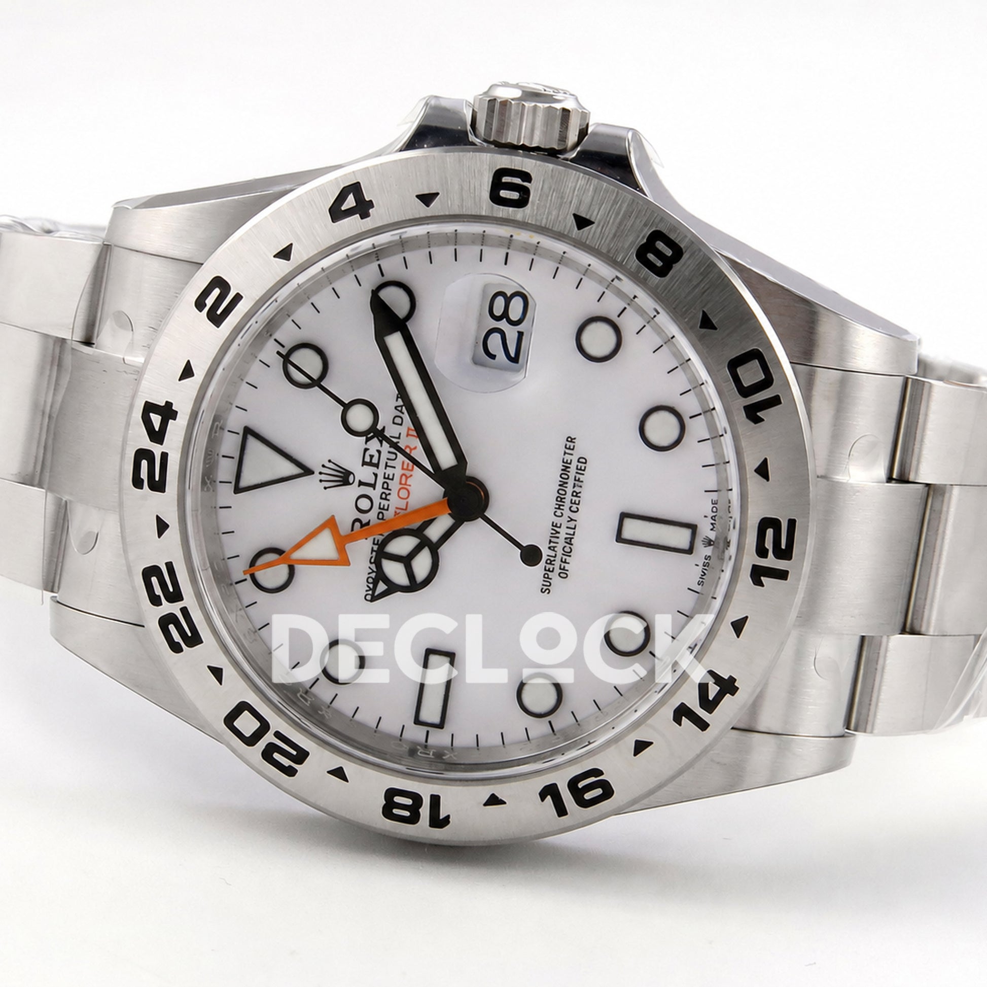 Rolex Explorer II 42mm 226570 904L SS Gold Maker White Dial on Bracelet JH3285-2 (Free Sprung) (Copy)