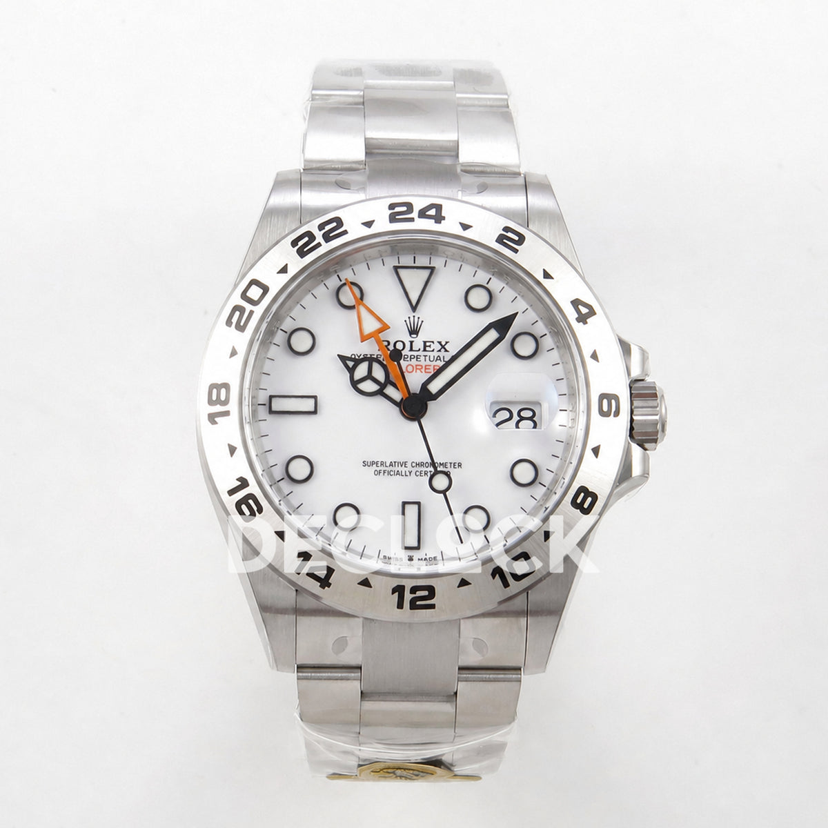 Rolex Explorer II 42mm 226570 904L SS Gold Maker White Dial on Bracelet JH3285-2 (Free Sprung) (Copy)