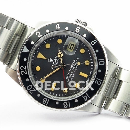 Rolex GMT-Master 16750 Vintage Black Bezel BP A2836 - Angled front view