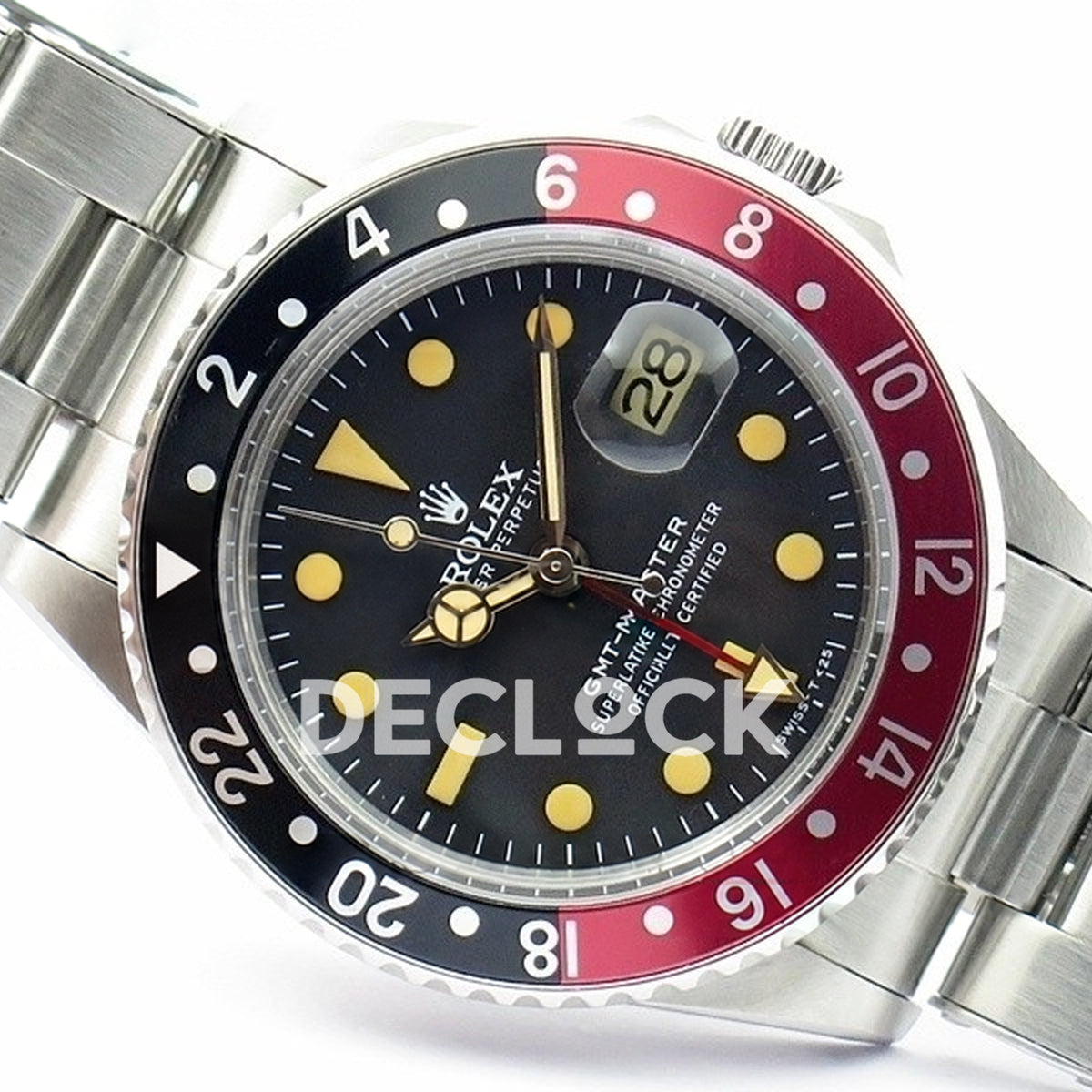 Rolex GMT-Master 16750 Vintage Black/Red Bezel BP A2836 - Angled front view