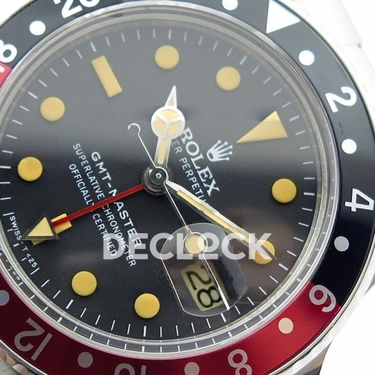 Rolex GMT-Master 16750 Vintage Black/Red Bezel BP A2836 - Dial and bezel close-up
