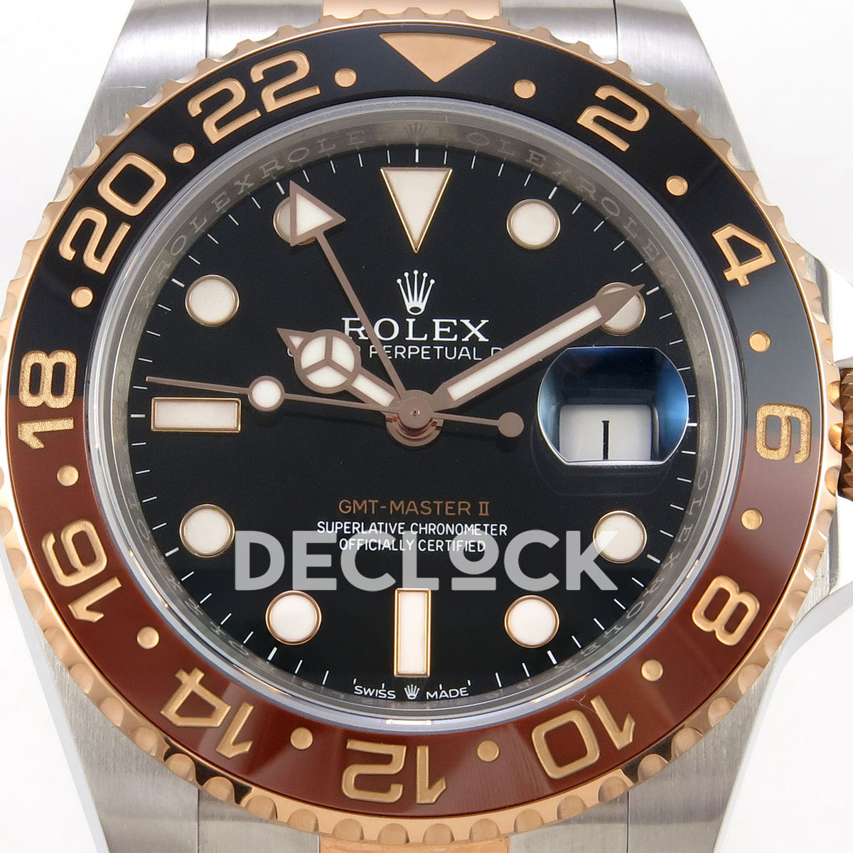 Rolex GMT-Master II 126711 CHNR WF replica, black dial close-up