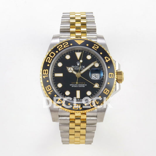 Rolex GMT-Master II 126713 GRNR WF replica, front view with black dial