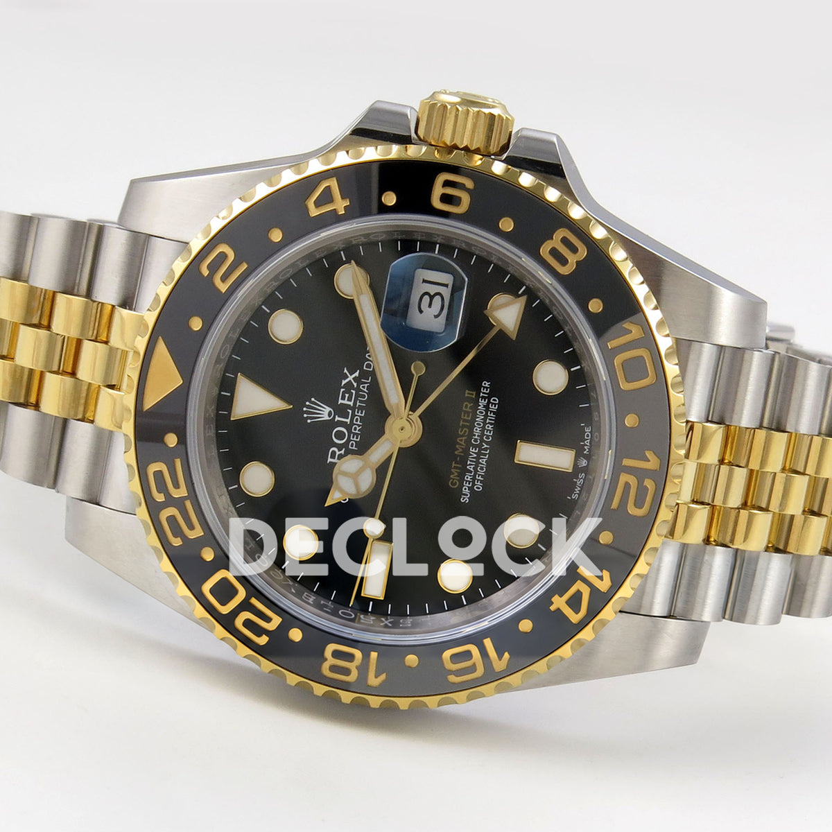 Rolex GMT-Master II 126713 GRNR WF replica, opposite full watch view