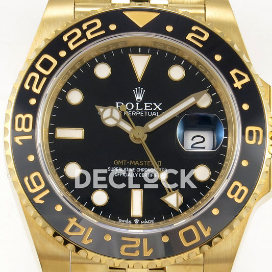 Rolex GMT-Master II 126718 GRNR WF replica, black dial close-up