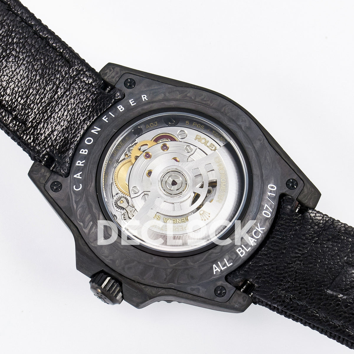 Rolex GMT-Master II Custom Carbon Black Black Strap DIWF SA3285 V2 replica - caseback