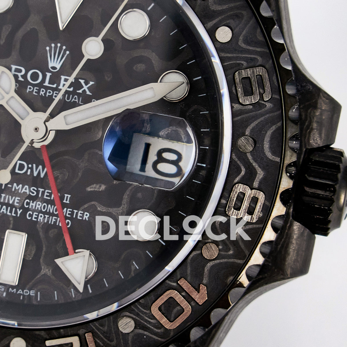 Rolex GMT-Master II Custom Carbon Black Black Strap DIWF SA3285 V2 replica - date window