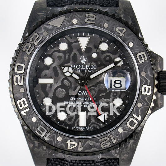 Rolex GMT-Master II Custom Carbon Black Black Strap DIWF SA3285 V2 replica - dial close up