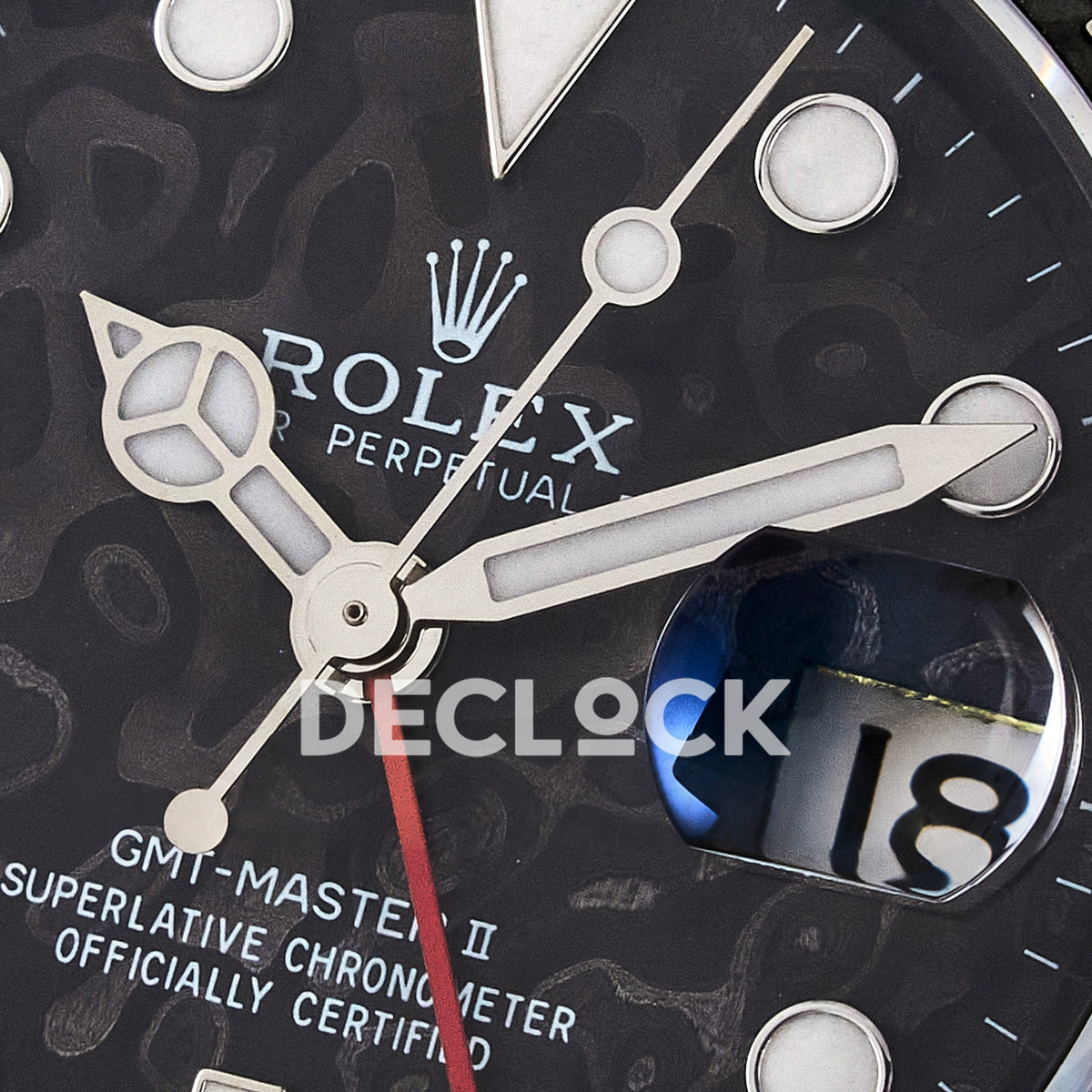 Rolex GMT-Master II Custom Carbon Black Black Strap DIWF SA3285 V2 replica - dial logo