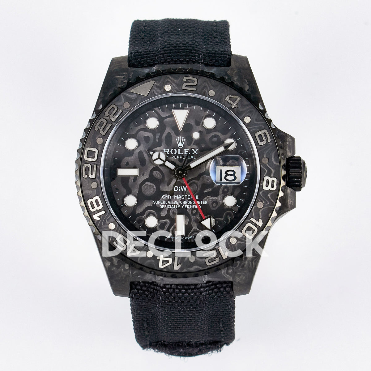 Rolex GMT-Master II Custom Carbon Black Black Strap DIWF SA3285 V2 replica - front
