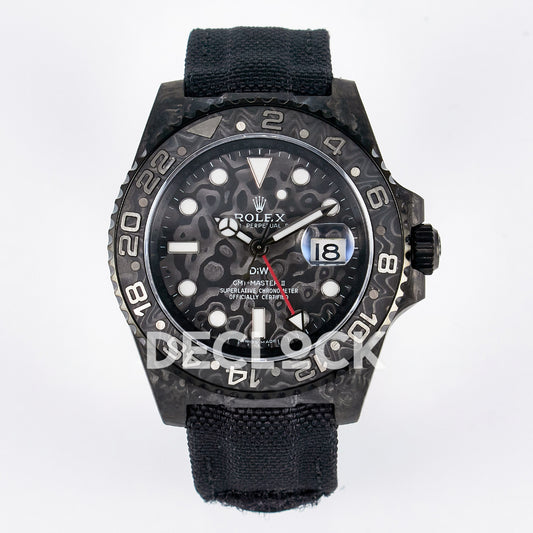 Rolex GMT-Master II Custom Carbon Black Black Strap DIWF SA3285 V2 replica - front