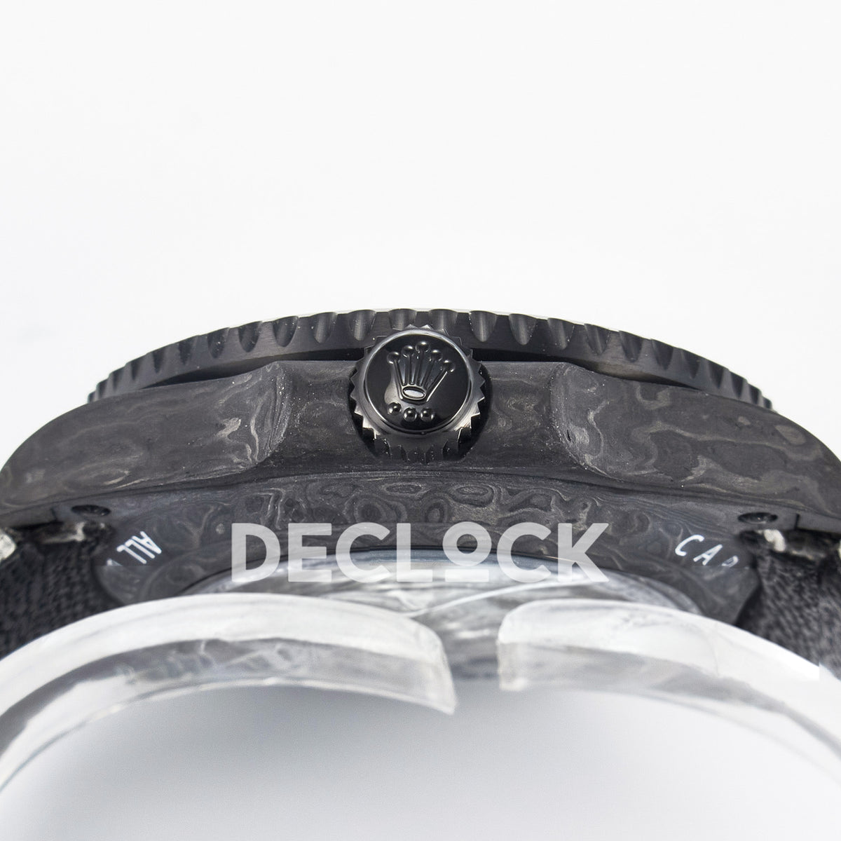 Rolex GMT-Master II Custom Carbon Black White Strap DIWF SA3285 V2 replica - crown side