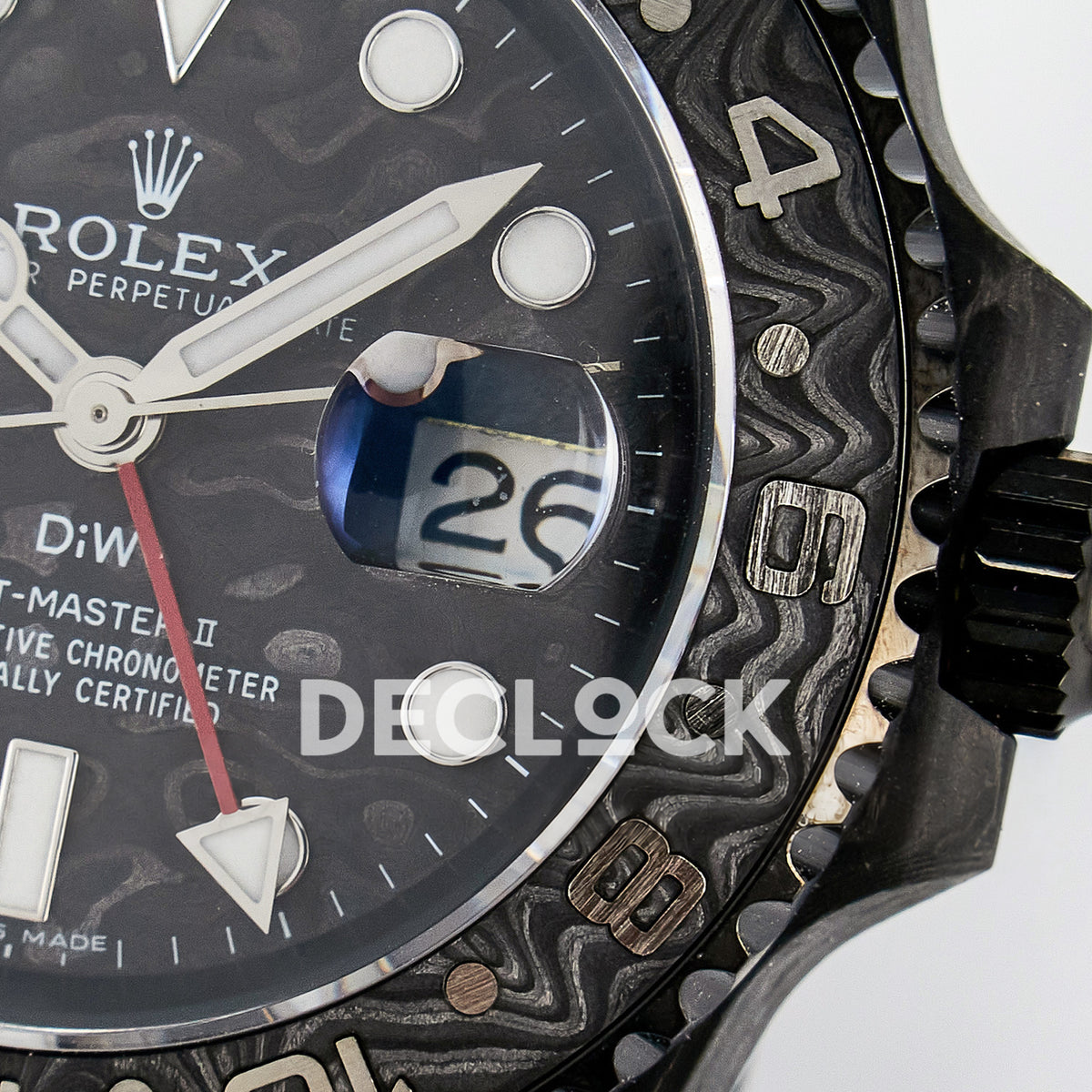 Rolex GMT-Master II Custom Carbon Black White Strap DIWF SA3285 V2 replica - date window
