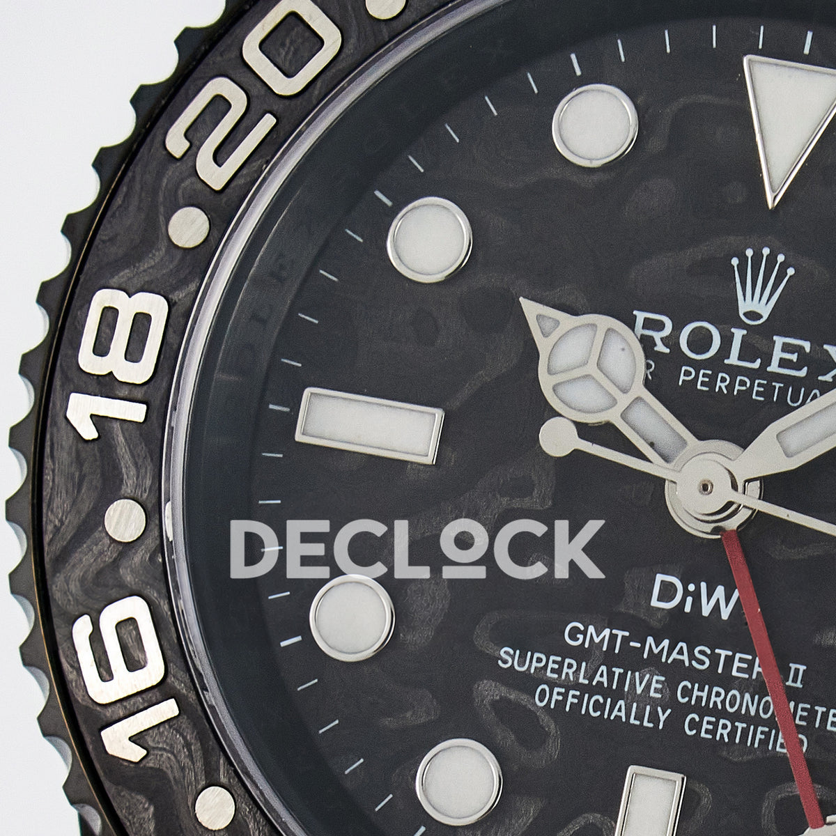 Rolex GMT-Master II Custom Carbon Black White Strap DIWF SA3285 V2 replica - dial left