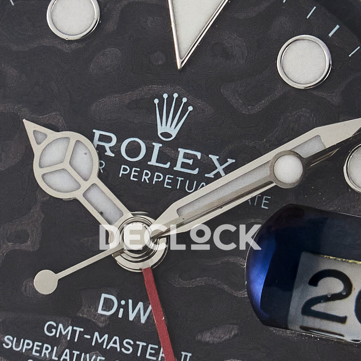Rolex GMT-Master II Custom Carbon Black White Strap DIWF SA3285 V2 replica - dial logo