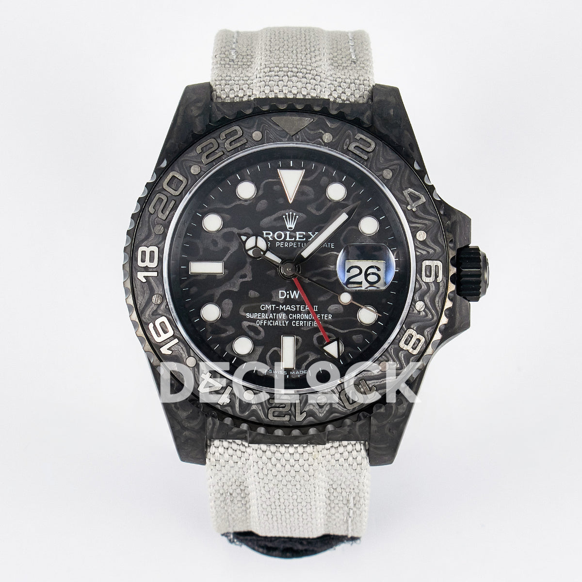 Rolex GMT-Master II Custom Carbon Black White Strap DIWF SA3285 V2 replica - front
